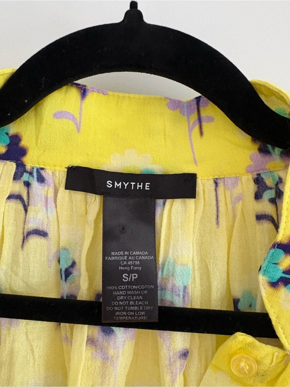 Smythe Gathered Blouse In Lemon Floral Print size S - Picture 4 of 12